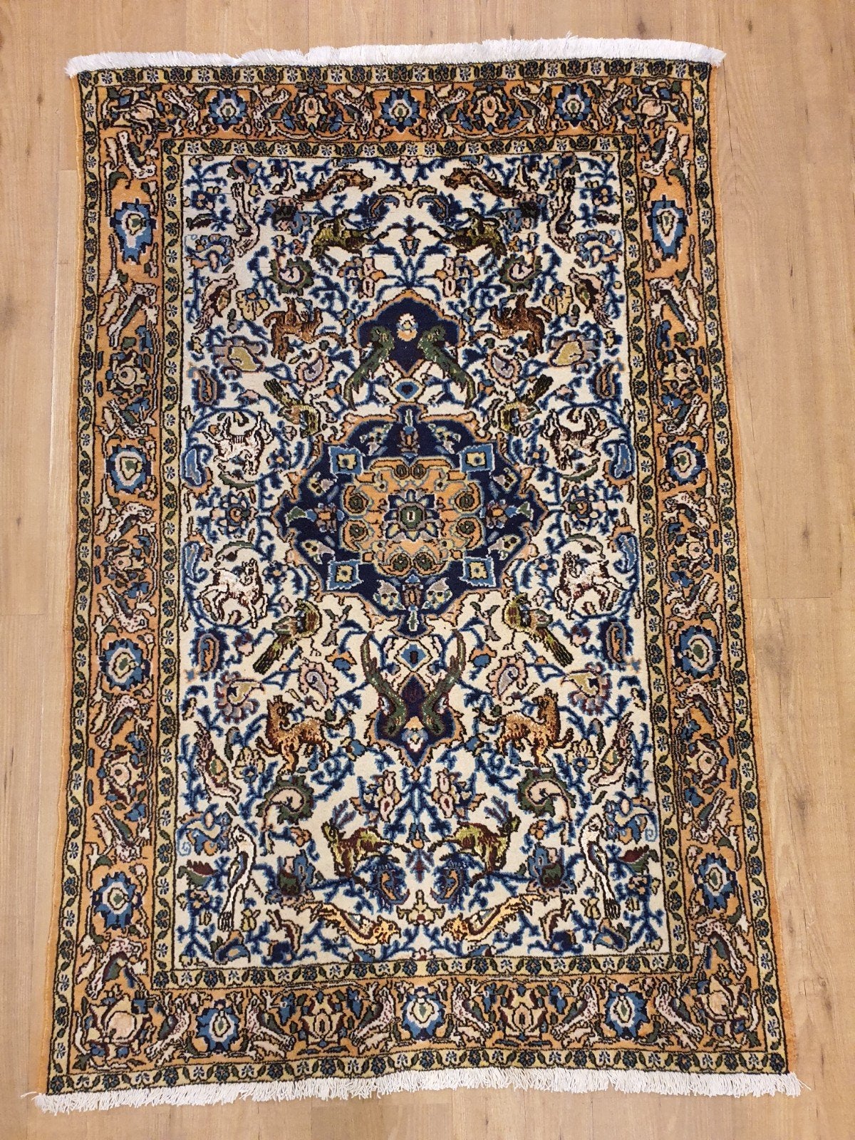 Vintage handgeknoopt perzisch tapijt ghom 154x101, Info@SlatsAntiek.nl, Tweedehands, 100 tot 150 cm, Perzisch