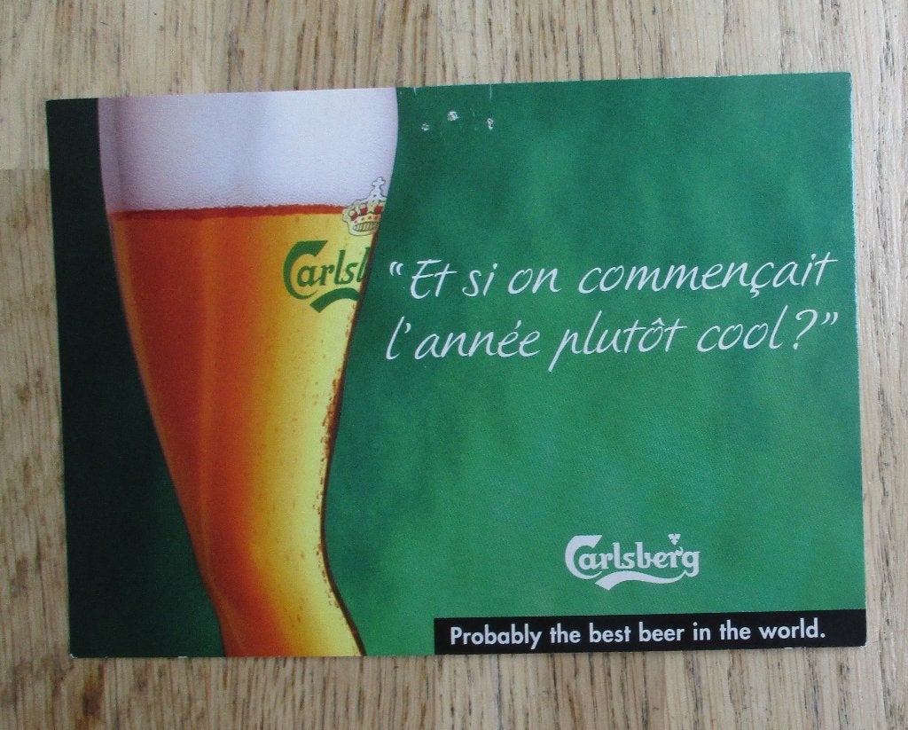 Reclamekaart Carlsberg probably the best beer in the world, Ophalen of Verzenden, Overige merken
