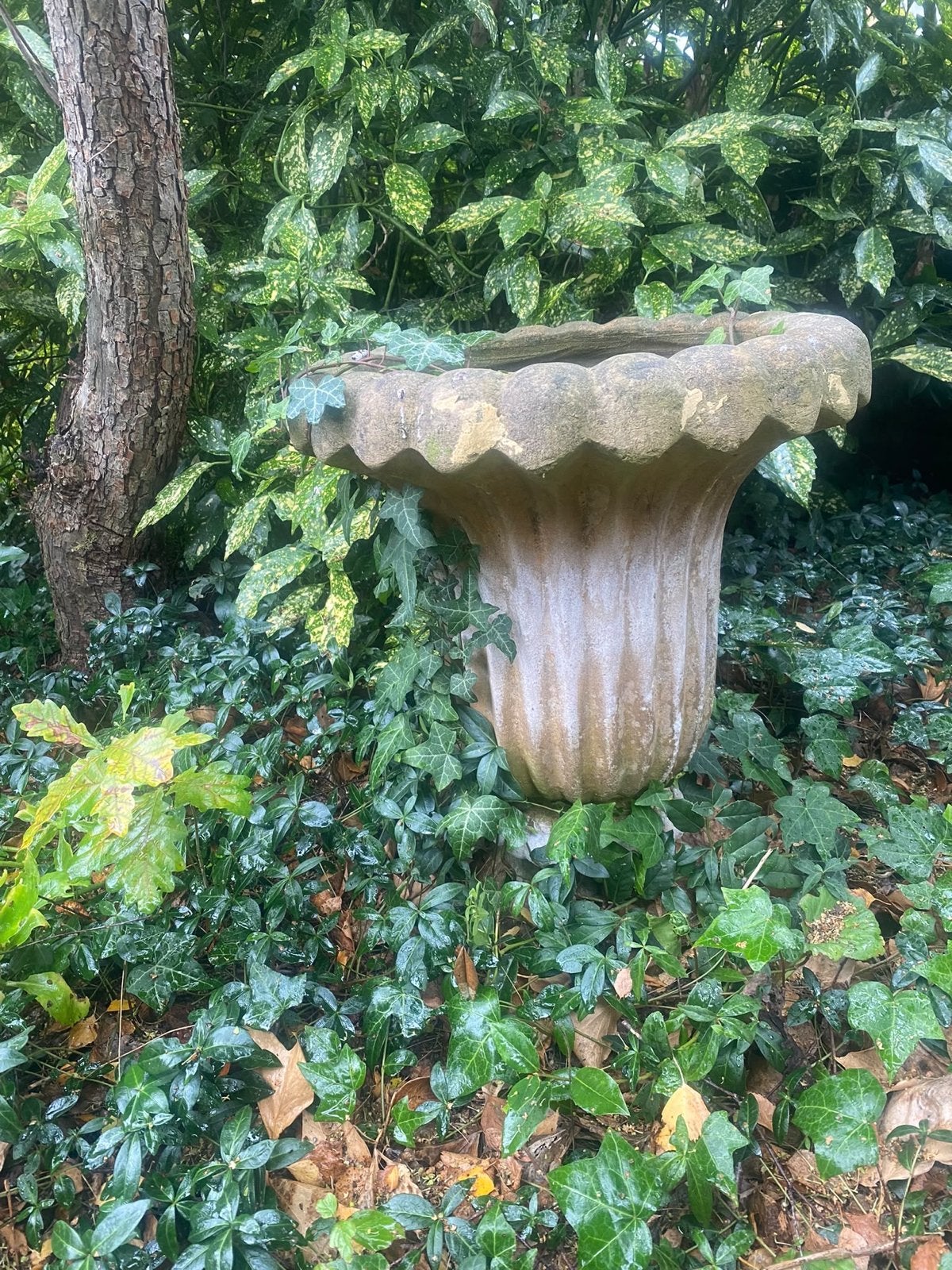 Decoratieve stenen vaas/vogelbad 50 cm, Tuin en Terras, Ophalen, Gebruikt, Beton, Abstract beeld