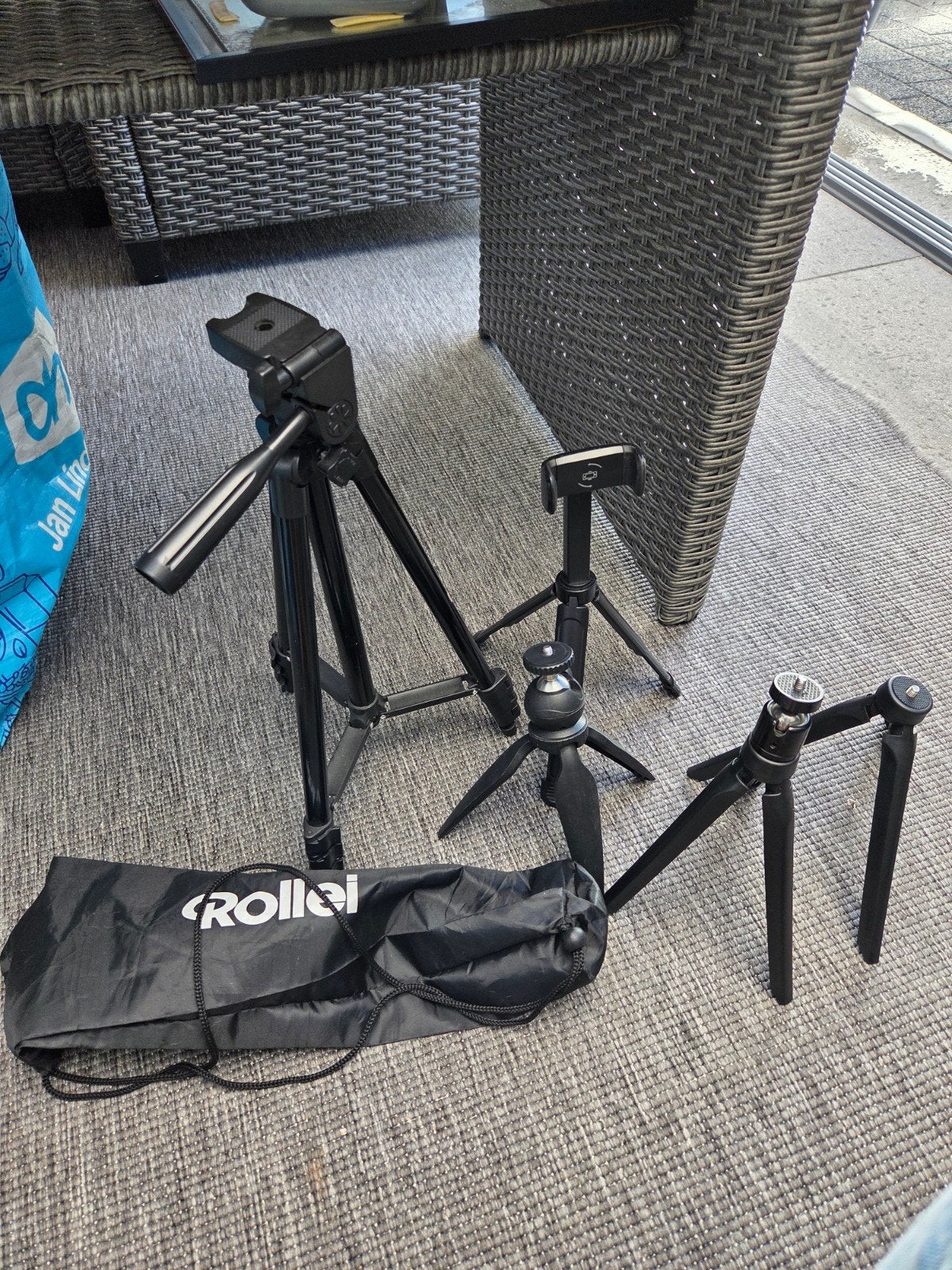Diverse statieven en ministatieven, inclusief Rollei tas, Gebruikt, 125 cm of minder, Inclusief draagtas, Rollei