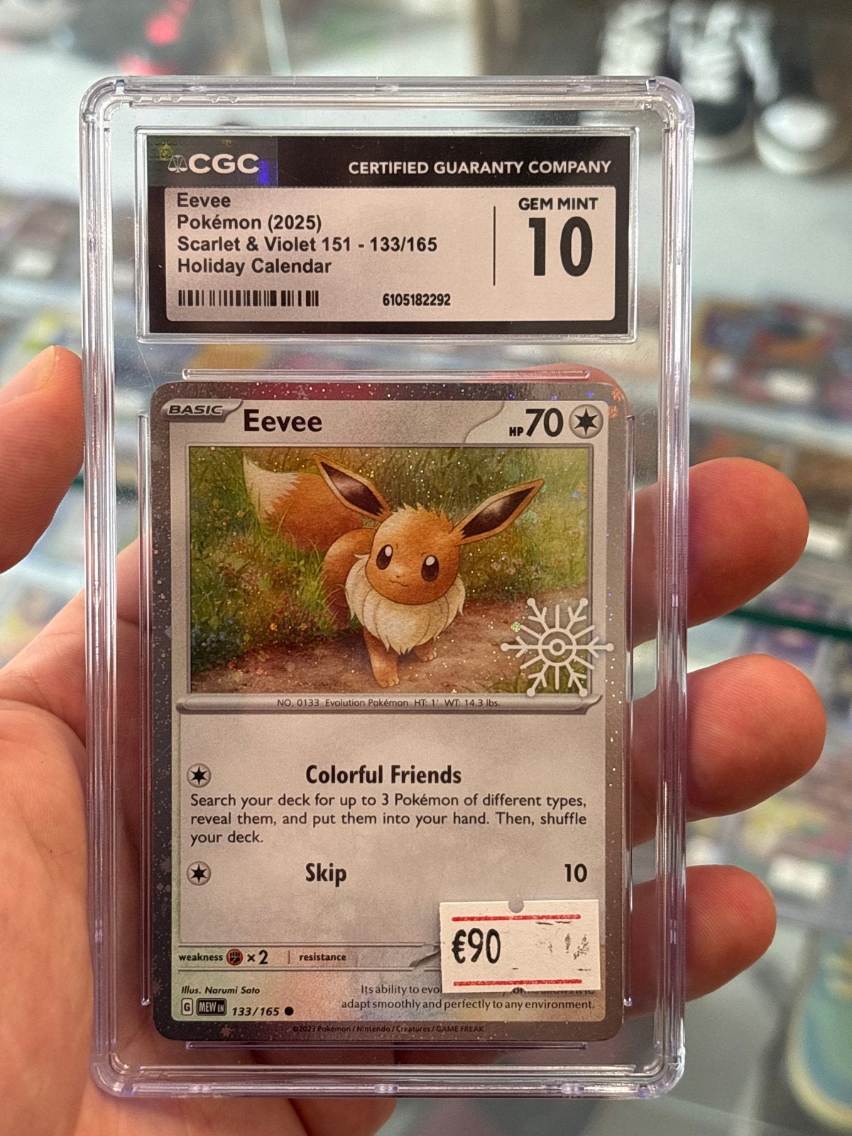 CGC Gem Mint 10 Eevee Pokémon Kaart (Scarlet & Violet), Ophalen of Verzenden, Nieuw, Losse kaart