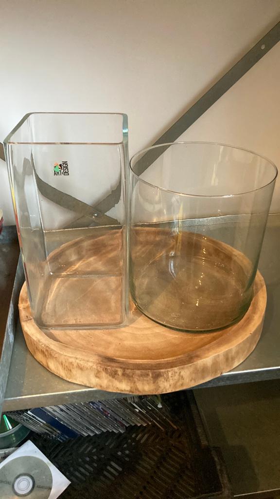 Hoge accubak accu bak, vaas, accuvaas, art+design, Overige kleuren, Ophalen of Verzenden, Minder dan 50 cm, Glas