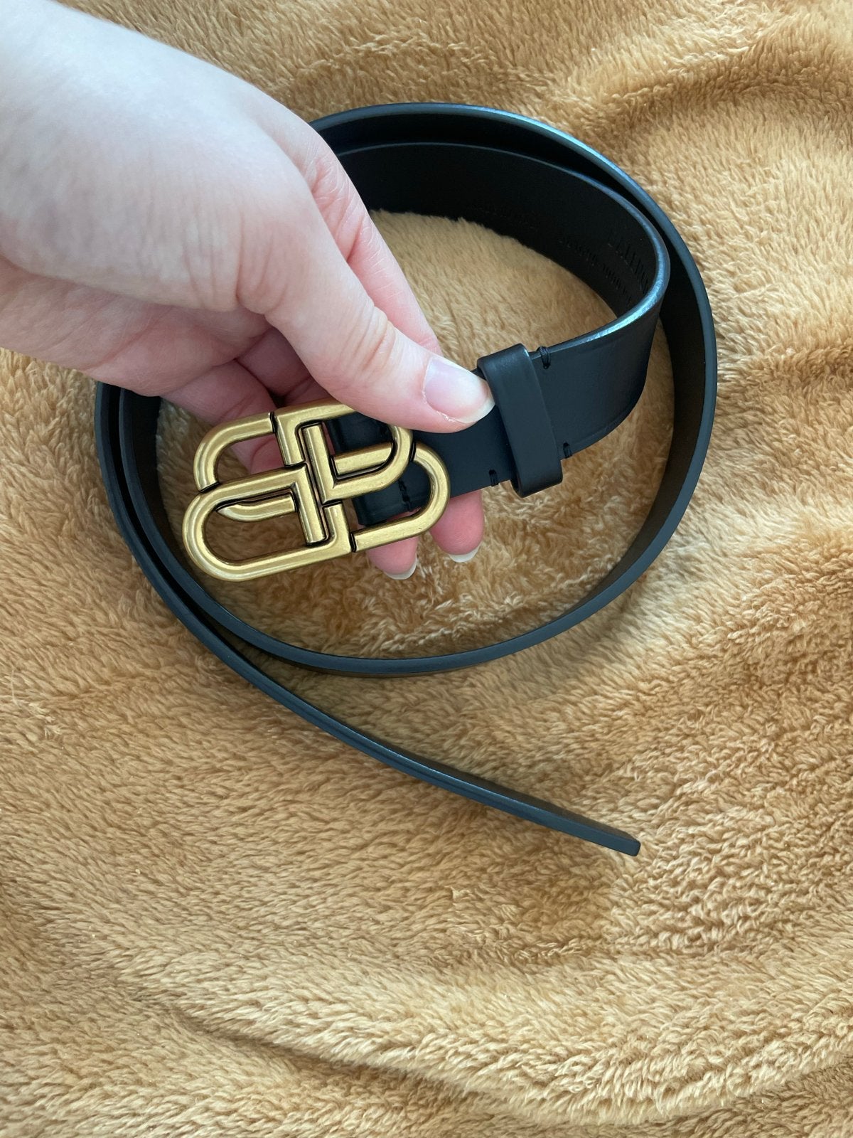 Balenciaga BB Riem Zwart Leer met Gouden Gesp, Ophalen, Minder dan 3 cm, 90 tot 100 cm, Tailleriem