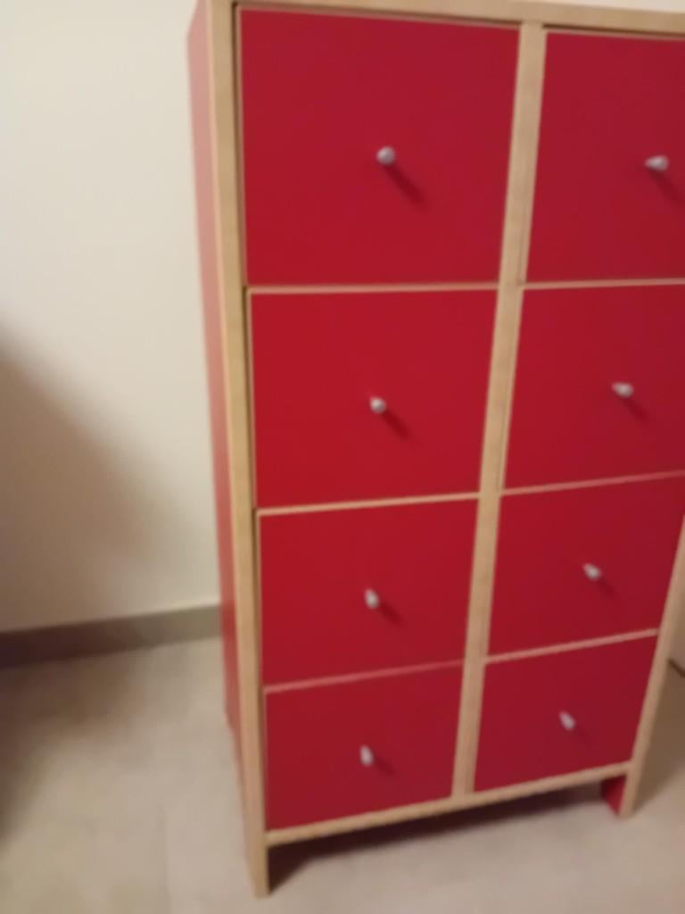 Ikea rode Robin ladekast ontwerp Marianne & Knut Hagberg, Ophalen, 5 laden of meer, 50 tot 100 cm, Zo goed als nieuw