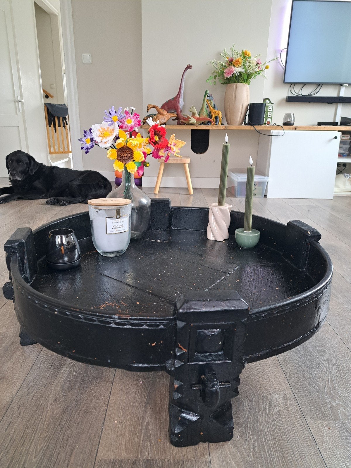 Stevige Teakhouten Chakki Tafel, Ophalen, Gebruikt, Teakhout
