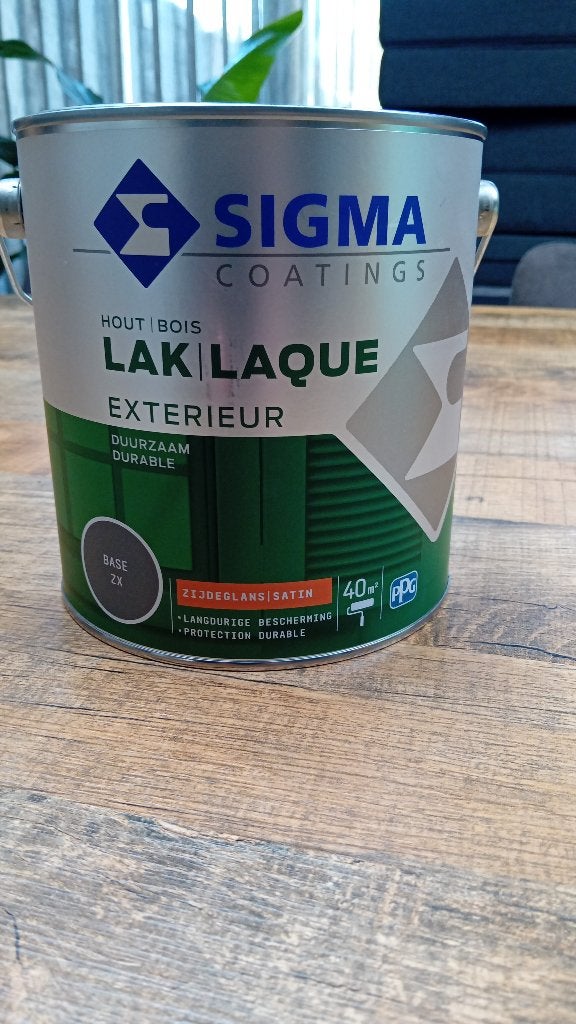 lak voor buiten lichtgrijs merk sigma 2.5 liter zijdeglans, Doe-het-zelf en Verbouw, Ophalen, Nieuw, Lak, Grijs