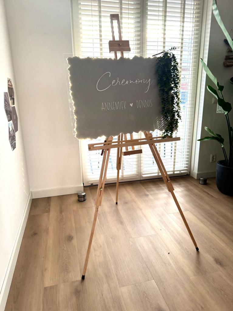 Ceremonie bord met ezel (bruiloft decoratie), Hobby en Vrije tijd, Schilderen, Ophalen, Zo goed als nieuw, Ezel