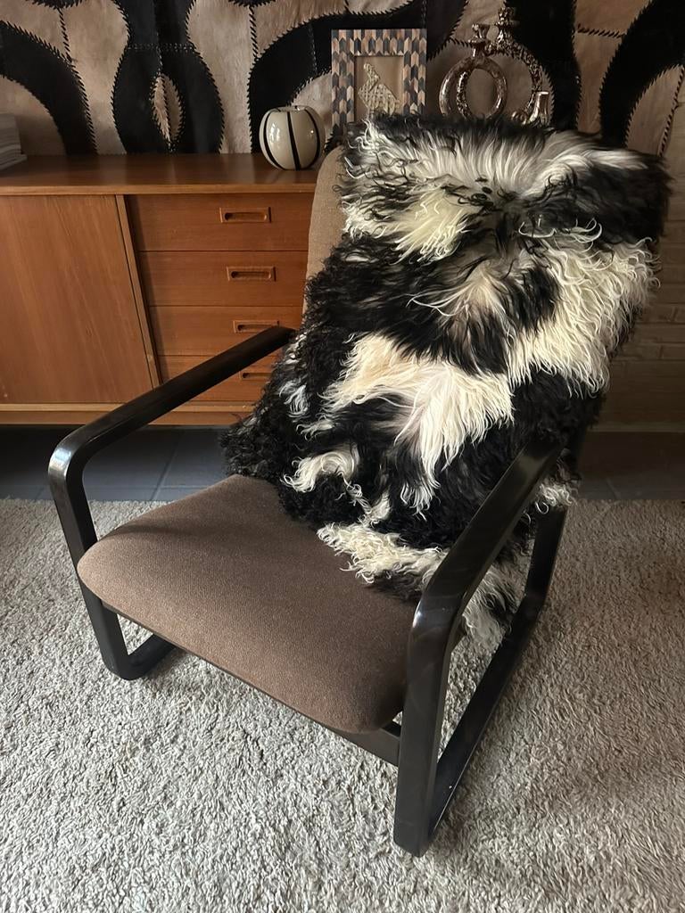 Bont Texels schapenvacht zwart wit 100cm Large, Ophalen of Verzenden, Zo goed als nieuw, X, X