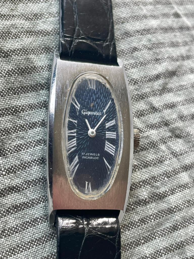 Gigandet tank blauw motief dial, Ophalen of Verzenden, Staal, Overige merken, 1960 of later