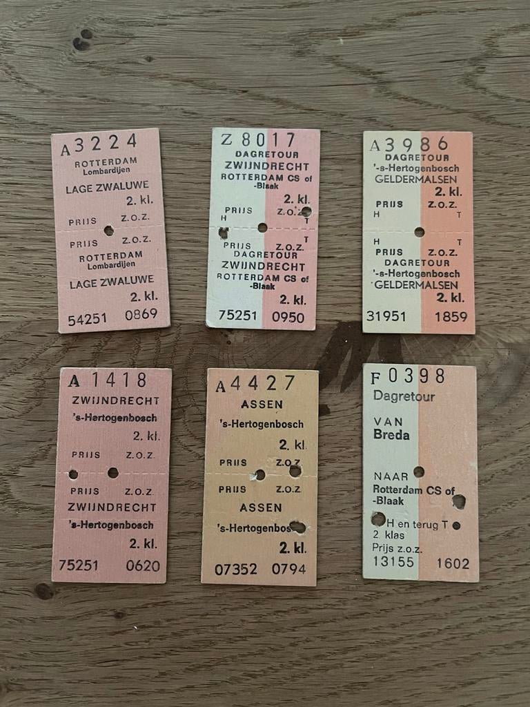Oude Nederlandse Treinkaartjes - Diverse Routes, Ophalen, Gebruikt, Trein, Kaart of Prent