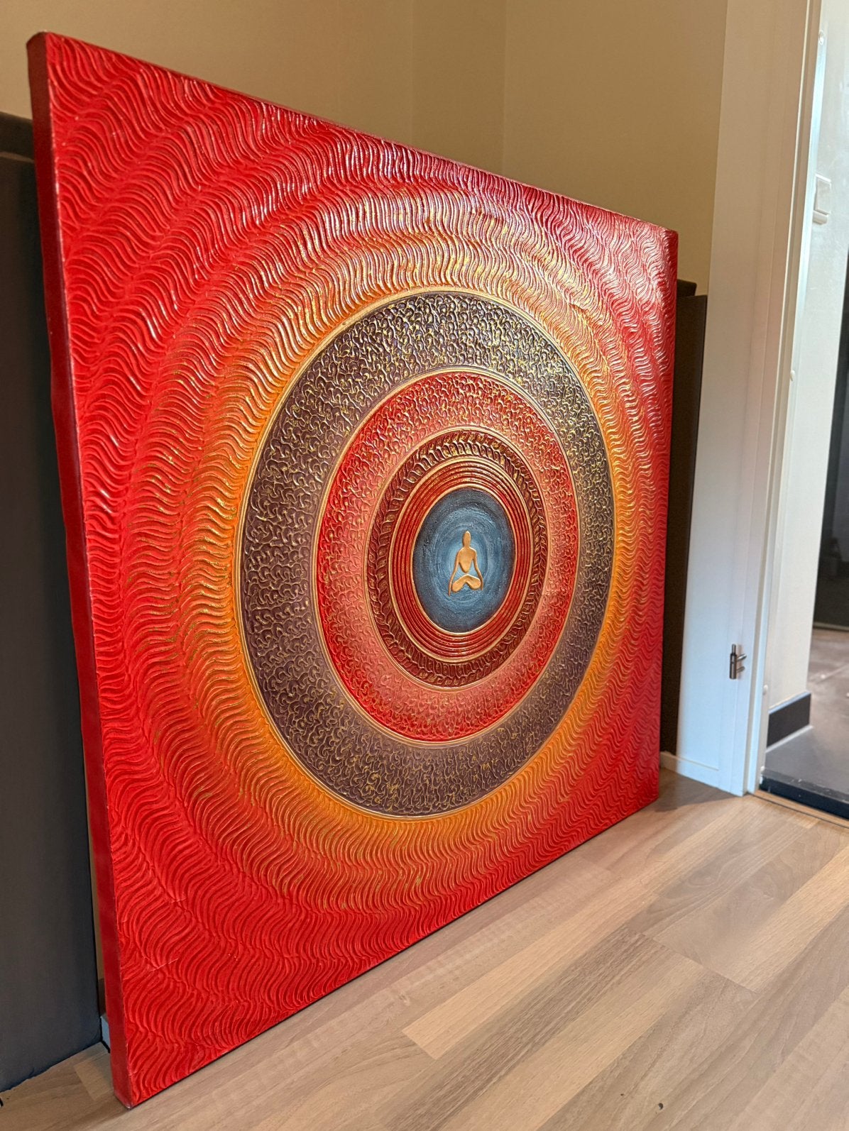 Handgeschilderd Schilderij uit Bali, Antiek en Kunst, Ophalen, Handgeschilderd, Textiel, Figuren