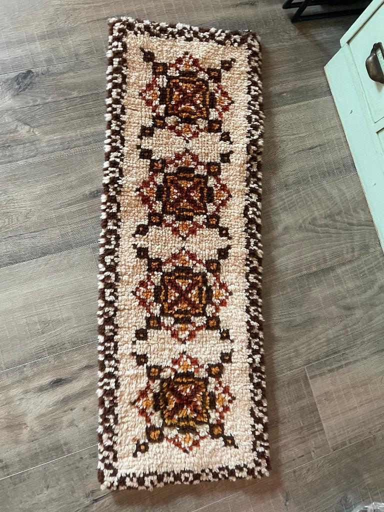 Vintage retro marokkaans wollen wandkleed vloerkleed kleedje, Antiek en Kunst, Ophalen of Verzenden