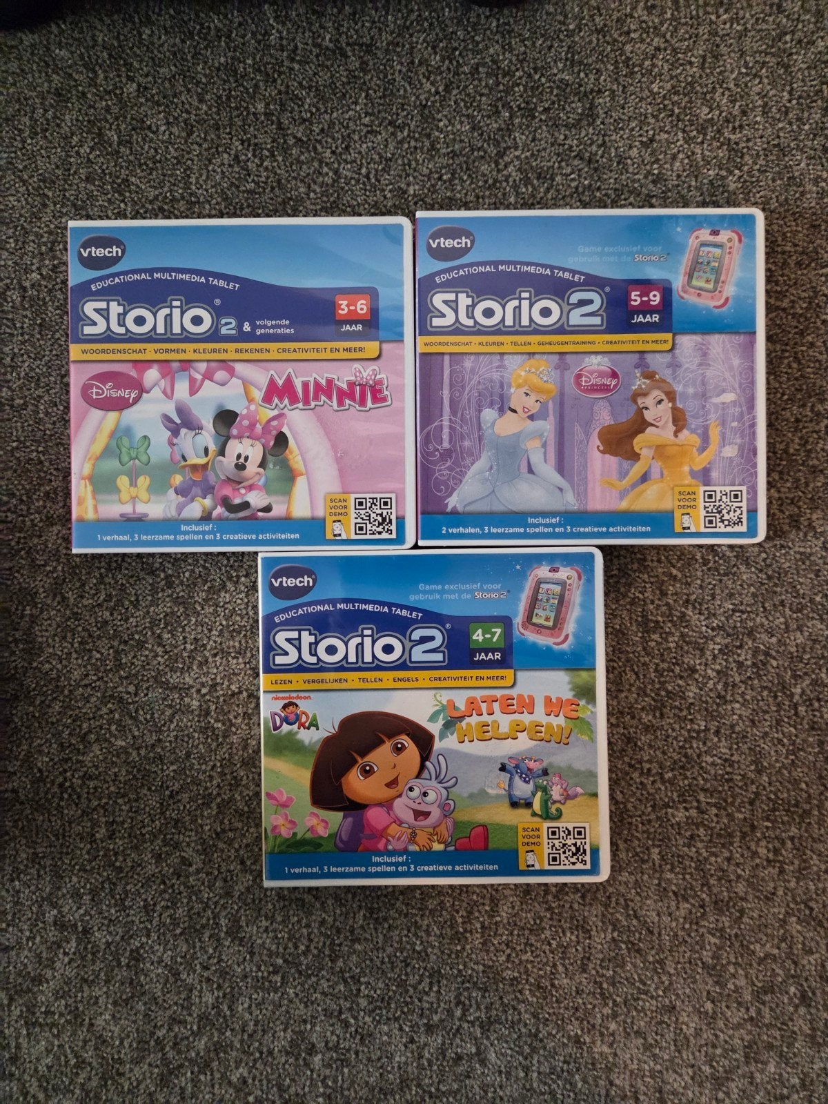VTech Storio 2 Spellen Disney Dora minnie princes, Ophalen of Verzenden, Gebruikt, Taal en Lezen