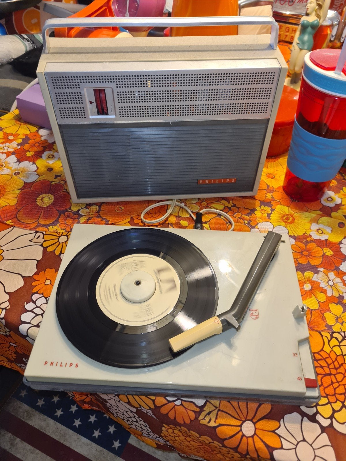 Vintage Philips Platenspeler en Radio - Jaren '70, Ophalen of Verzenden, Gebruikt, Philips