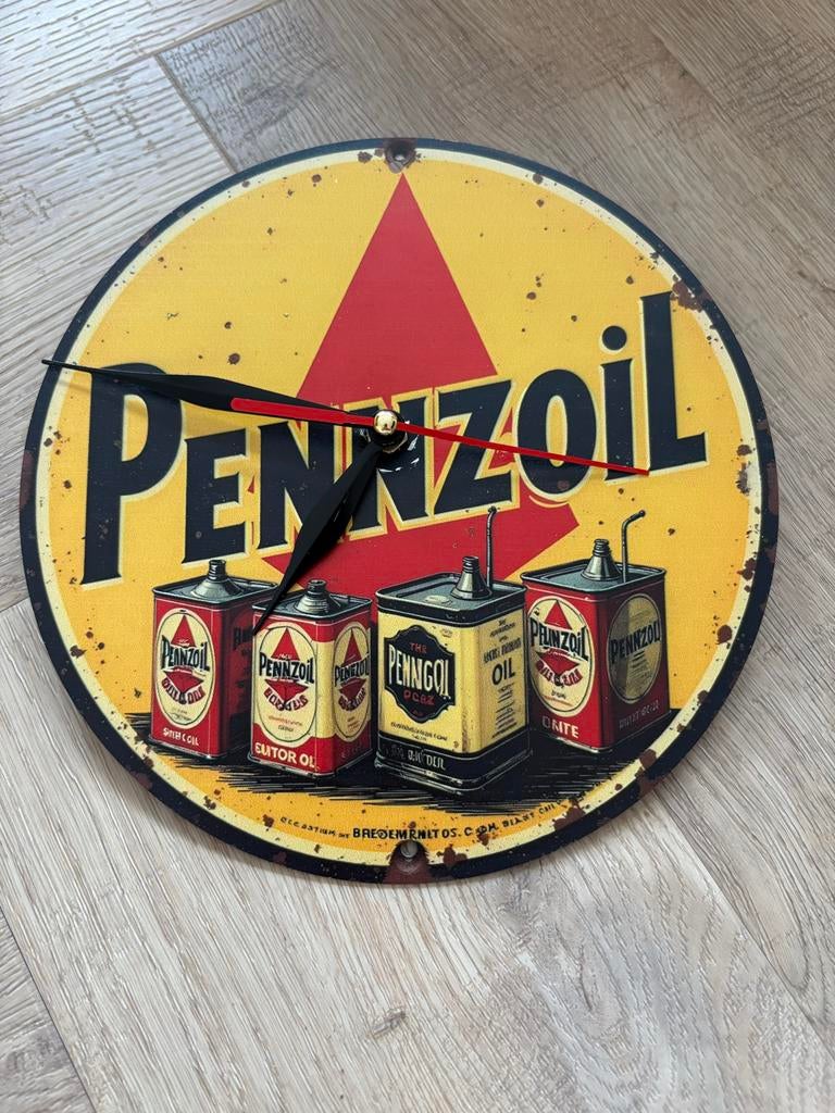 Pennzoil wandklok - Vintage look - Garage decoratie, Verzamelen, Merken en Reclamevoorwerpen, Verzenden, Zo goed als nieuw, Gebruiksvoorwerp