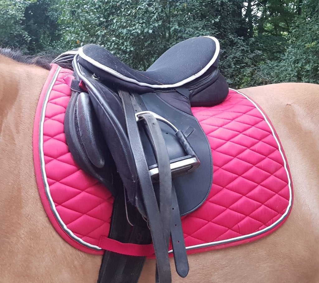 Mooi roze dekje met witte bies, Full (L), Gebruikt, Zadeldekje, Ophalen of Verzenden