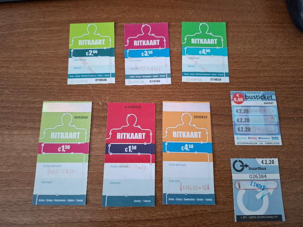 Oude buskaartjes Gelderland, Verzamelen, Spoorwegen en Tramwegen, Ophalen of Verzenden, Gebruikt, Bus of Metro, Kaart of Prent