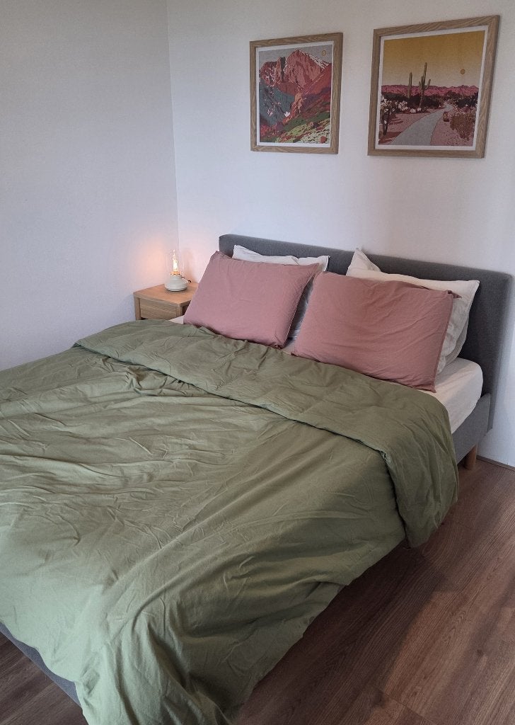 IKEA NARRÖN tweepersoonsbed 160x200 cm (grijs), Ophalen, Tweepersoons, Zo goed als nieuw, 160 cm