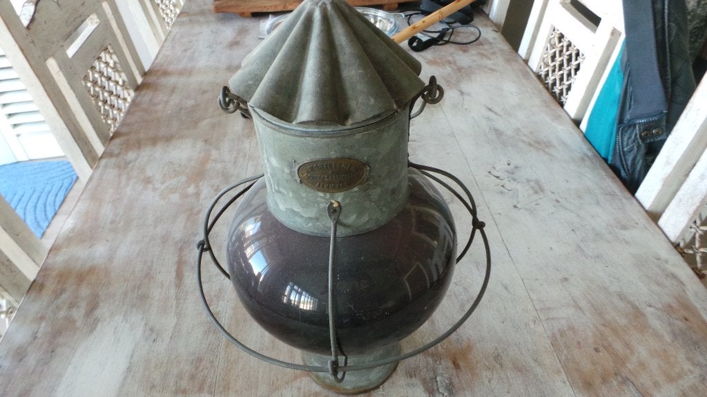 Antiek spoorweg lamp, Antiek en Kunst, Ophalen of Verzenden
