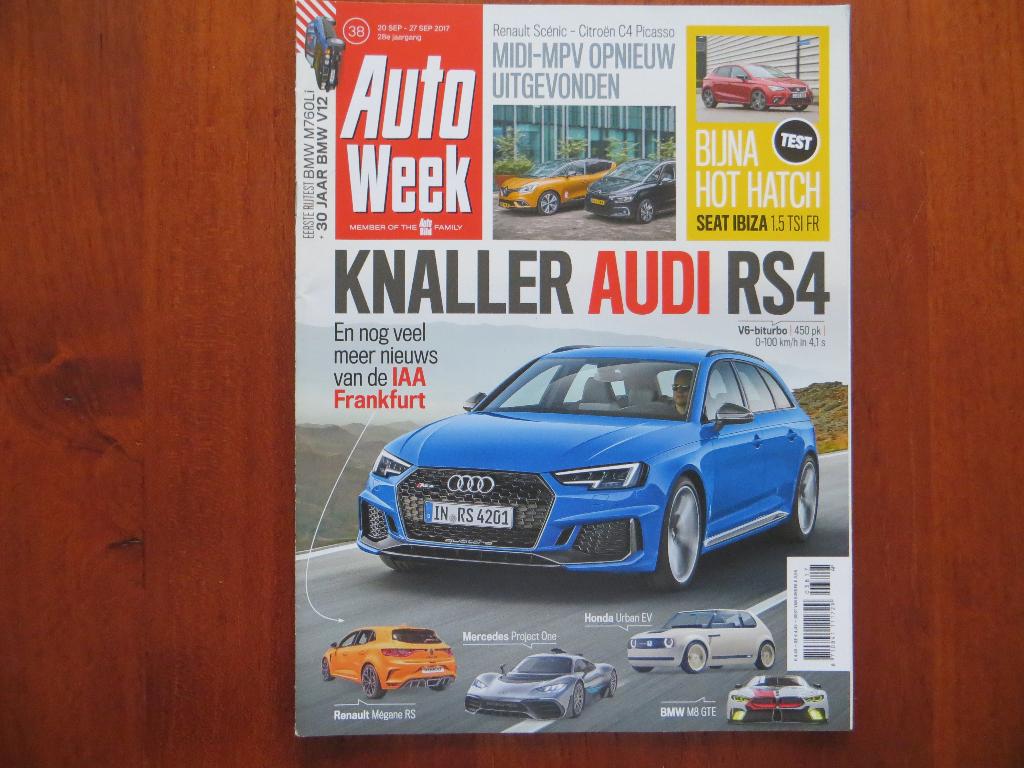Autoweek 38 2017 Audi RS4, Renault Scénic Citroën C4 Picasso, Boeken, Auto's | Folders en Tijdschriften, Ophalen of Verzenden