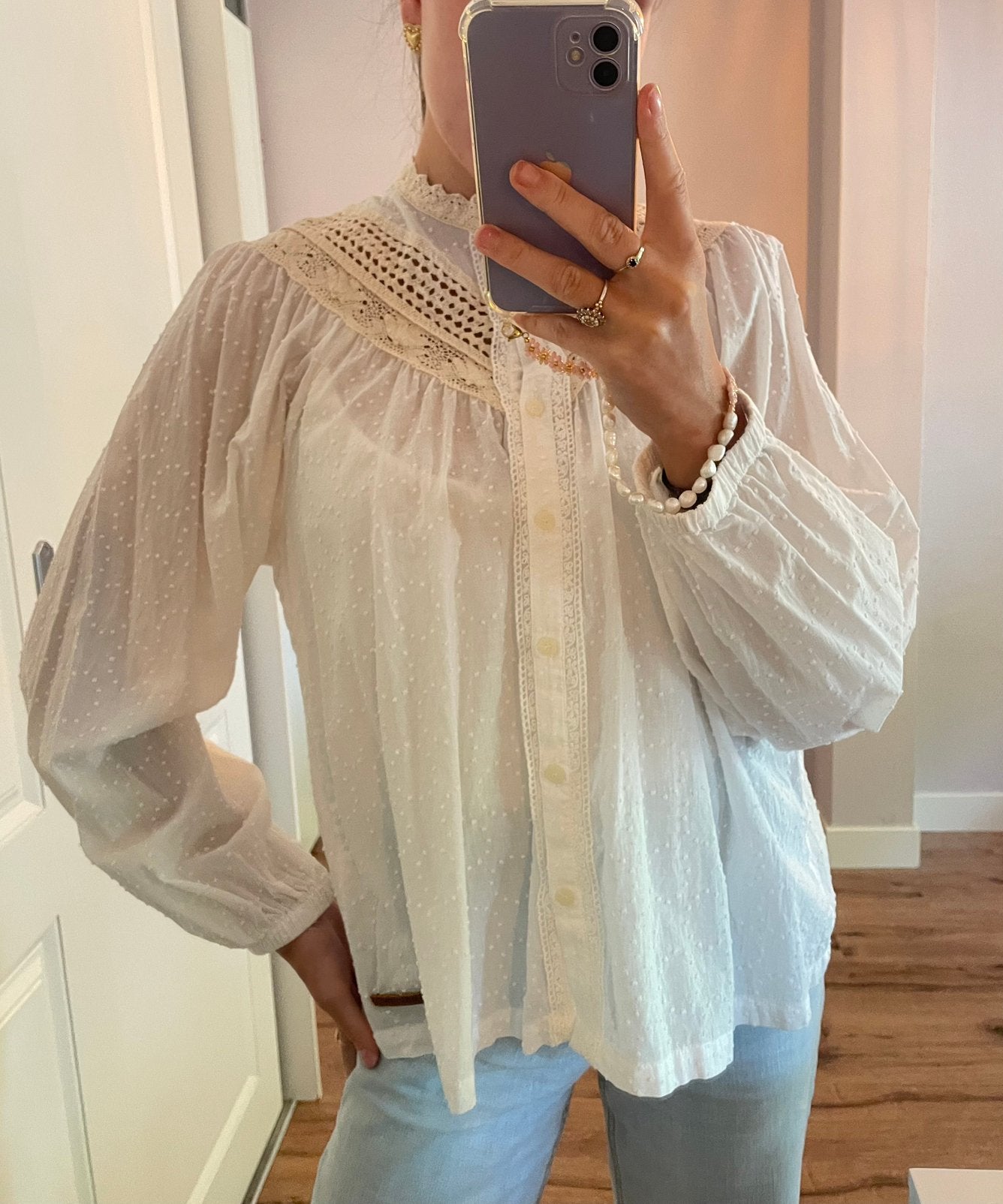 Moscow blouse Annes gebrokenwit maat M, Verzenden, Zo goed als nieuw, Maat 38/40 (M), Wit
