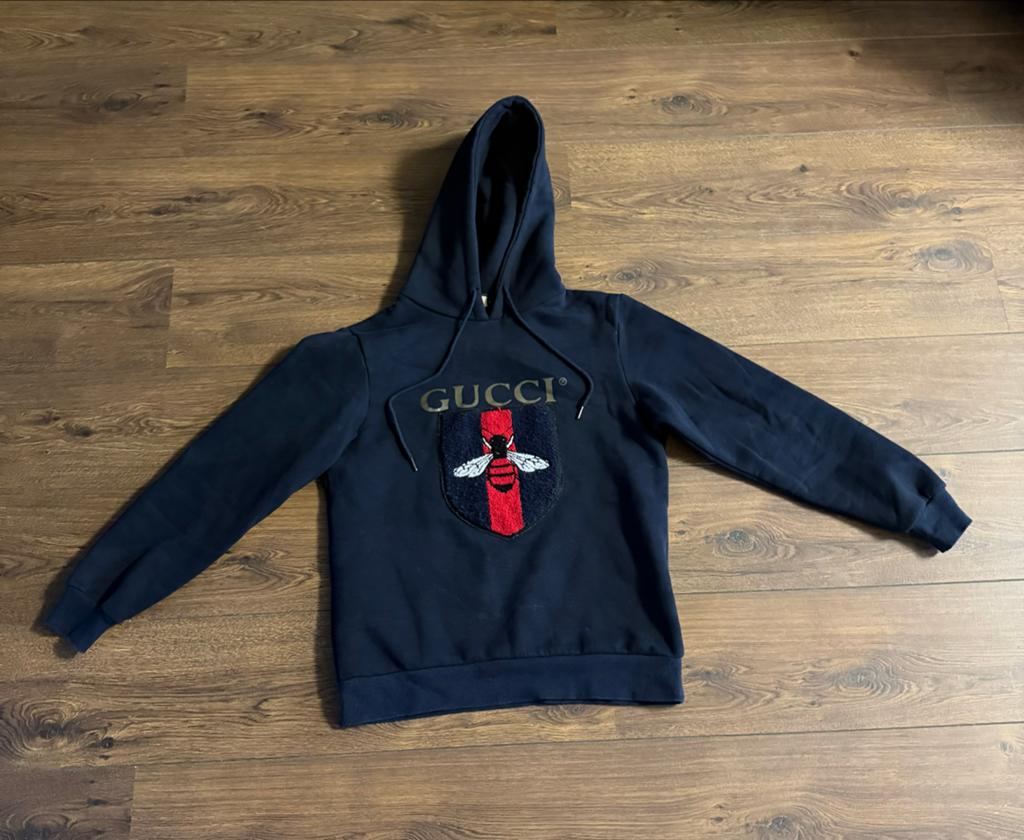 Gucci hoodie met bijenlogo - Maat S, Ophalen of Verzenden, Gedragen, Maat 46 (S) of kleiner, Blauw