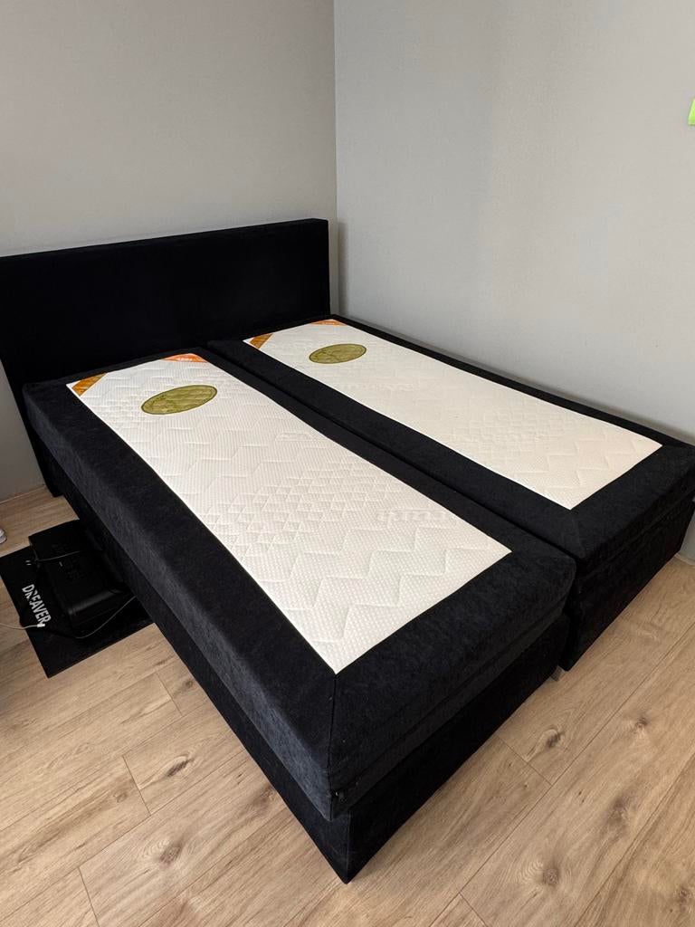 Boxspring 160x200 - Zwart, Goede staat, Ophalen, Gebruikt, Zwart, Twijfelaar