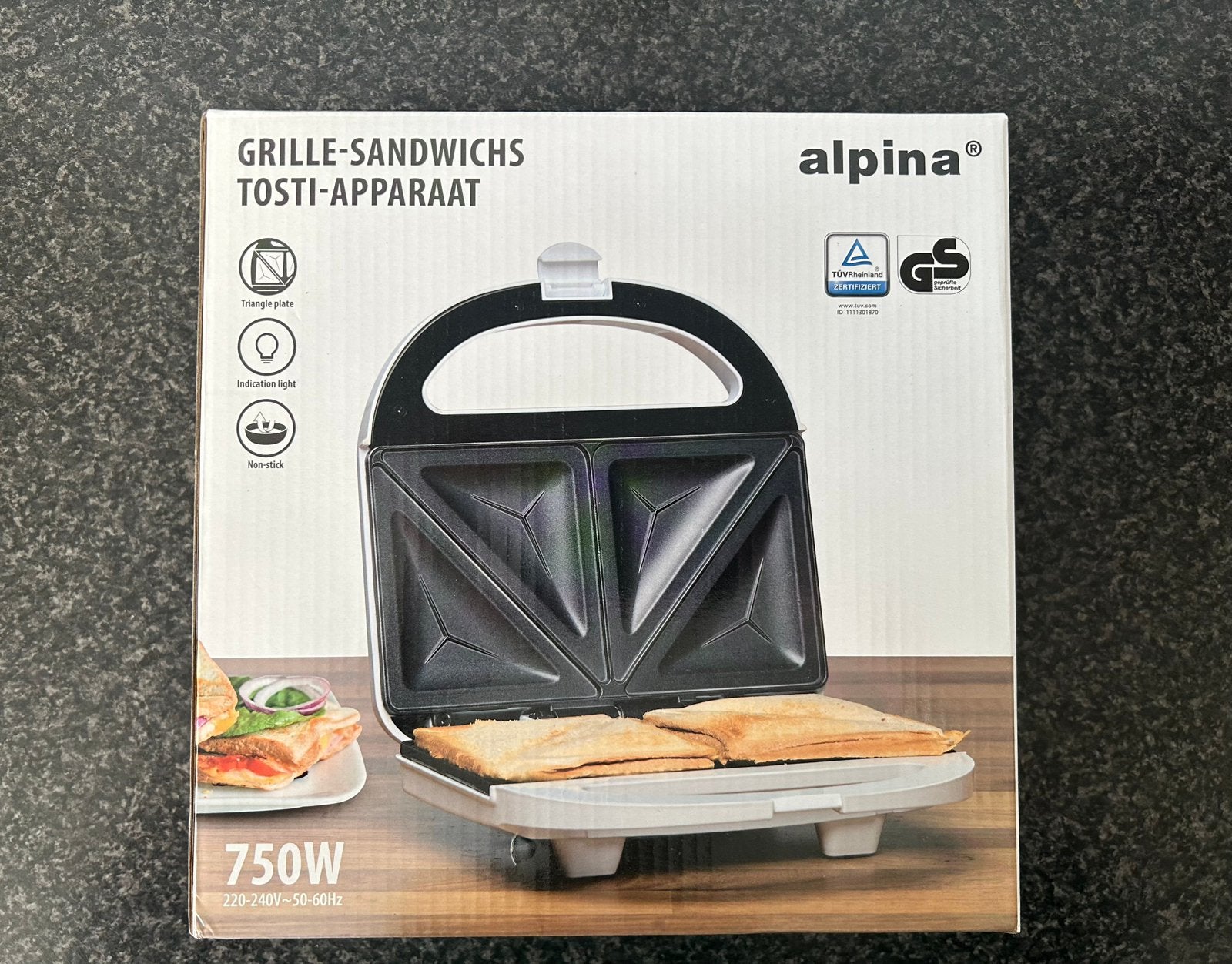 Alpina grille-sandwichs / tosti-apparaat  van 750W, Ophalen of Verzenden, Nieuw