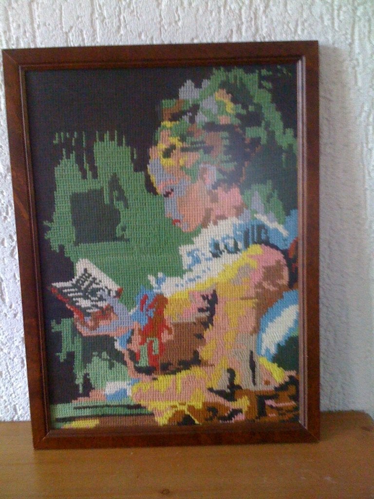 borduurwerk, Antiek en Kunst, Kunst | Beelden en Houtsnijwerken, Ophalen of Verzenden, Handgemaakt, Wanddecoratie, 20 - 50 cm
