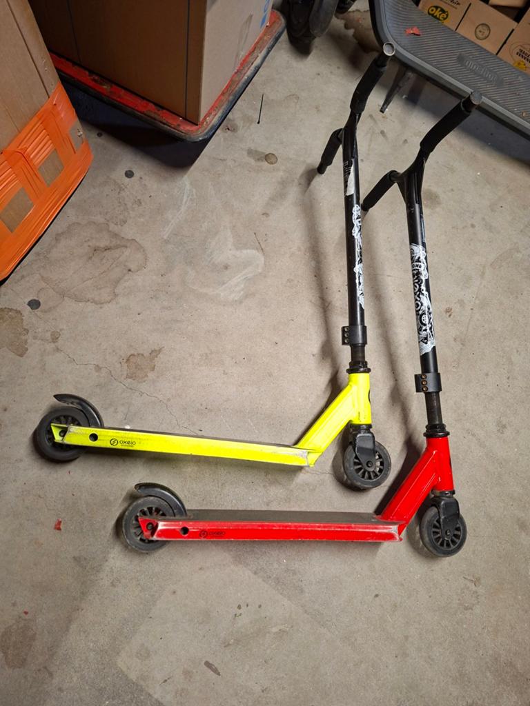 2 Stuntsteps te koop - Geel en Rood, Ophalen, Gebruikt, Gewone step, Onbekend