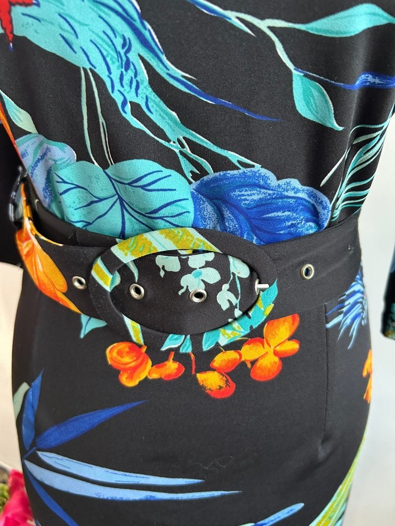 King Louie maat M vogel retro jurk 515, Maat 38/40 (M), Zwart, Ophalen of Verzenden, Zo goed als nieuw