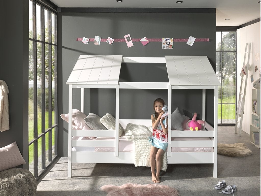 Huisbed met open dak - 90x200 - Wit, Kinderen en Baby's, Kinderkamer | Bedden, Niet ingevuld, Niet ingevuld, Nieuw, Ophalen of Verzenden