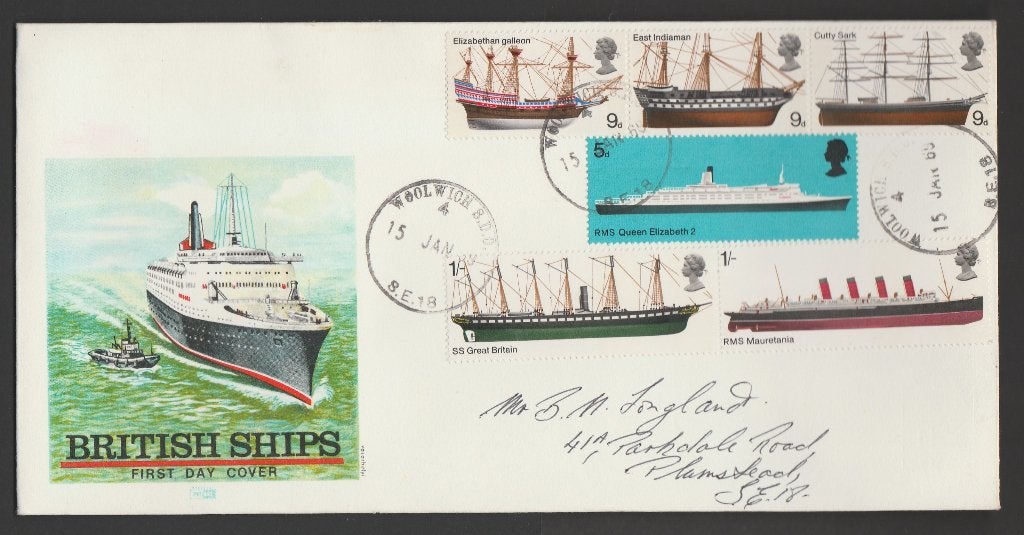 GB - FDC Michelnr 498-503 - Britse schepen oa Mauretania, Postzegels en Munten, Postzegels | Europa | UK, Verzenden, Gestempeld