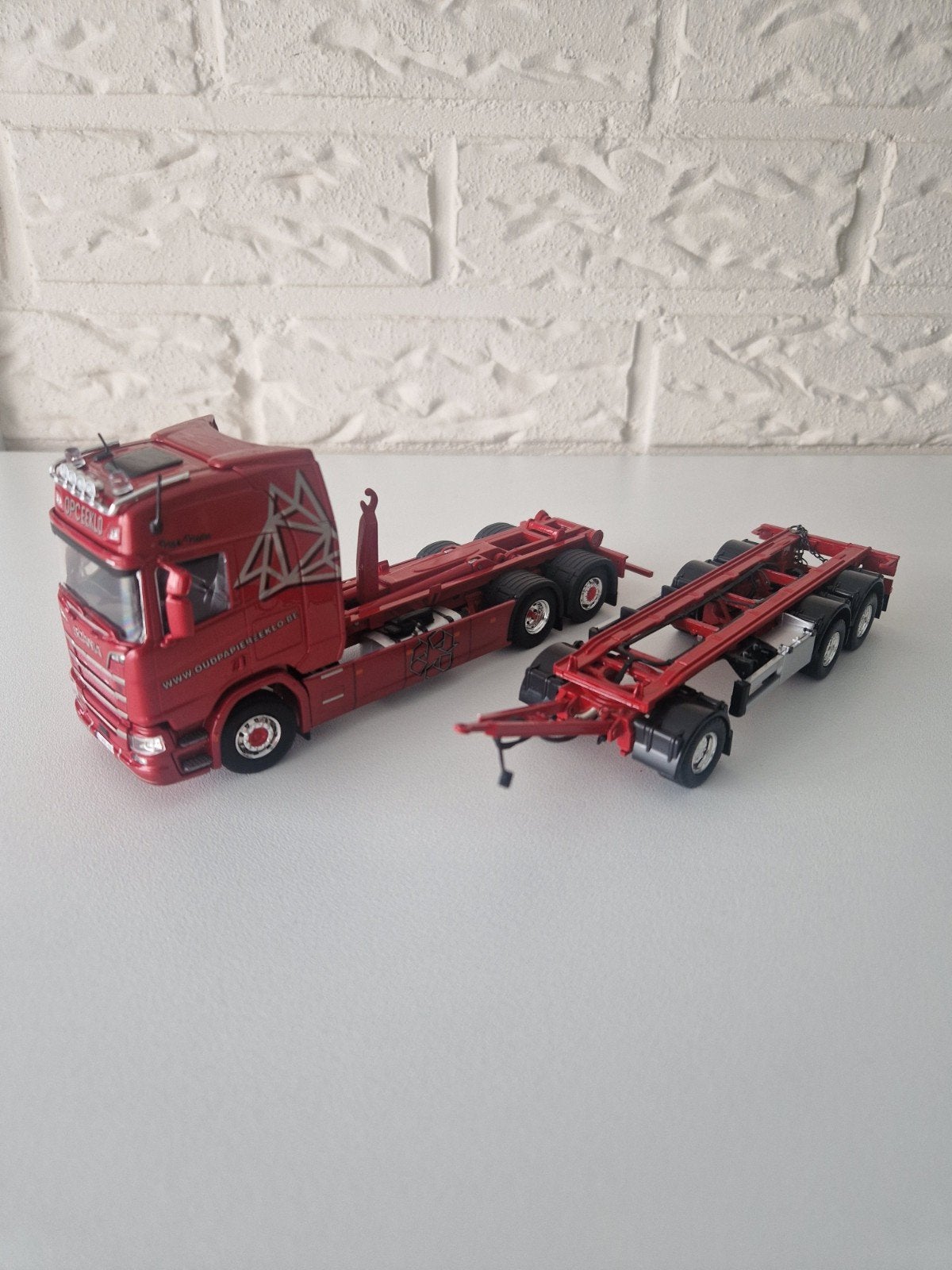 Tekno Scania haakarm met aanhanger, Ophalen of Verzenden, Zo goed als nieuw, Bus of Vrachtwagen, Tekno