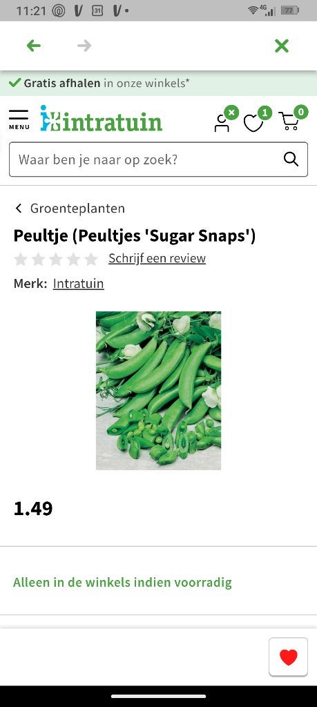 Sugar snaps zaden GEZOCHT, Tuin en Terras, Ophalen, Volle zon, Groenteplanten, Eenjarig