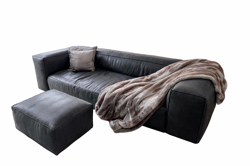 Timothy Oulton Designer Sofa & Pouf 2m75cm, Ophalen, 125 cm of meer, Zo goed als nieuw, Dark Leather Luxury