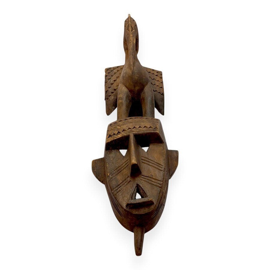 Afrikaans masker bekroond door vogel, Ophalen of Verzenden