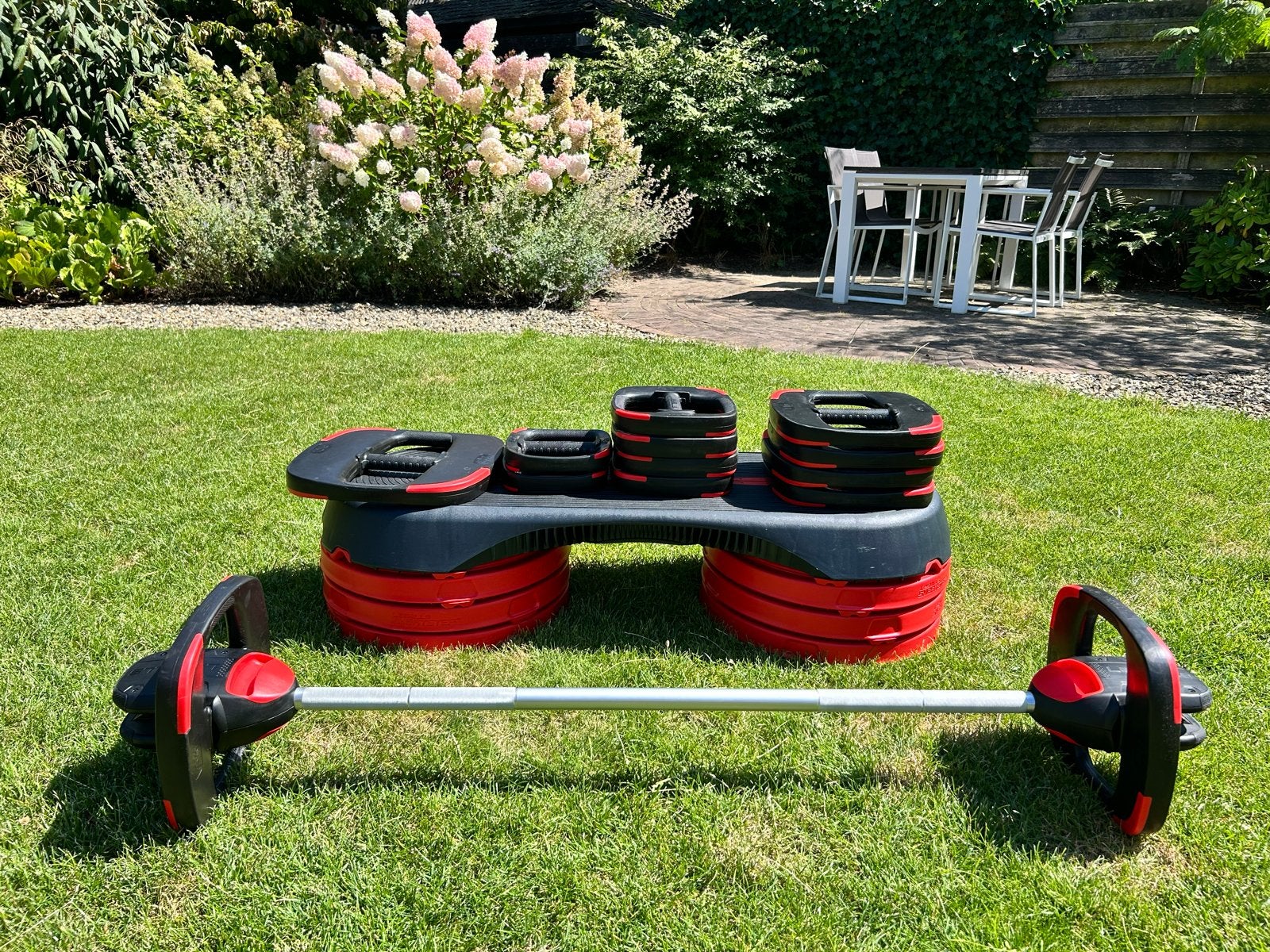 Complete Les Mills SMARTBAR en SMARTSTEP met 52 kg gewichten, Sport en Fitness, Ophalen, Gebruikt, Benen