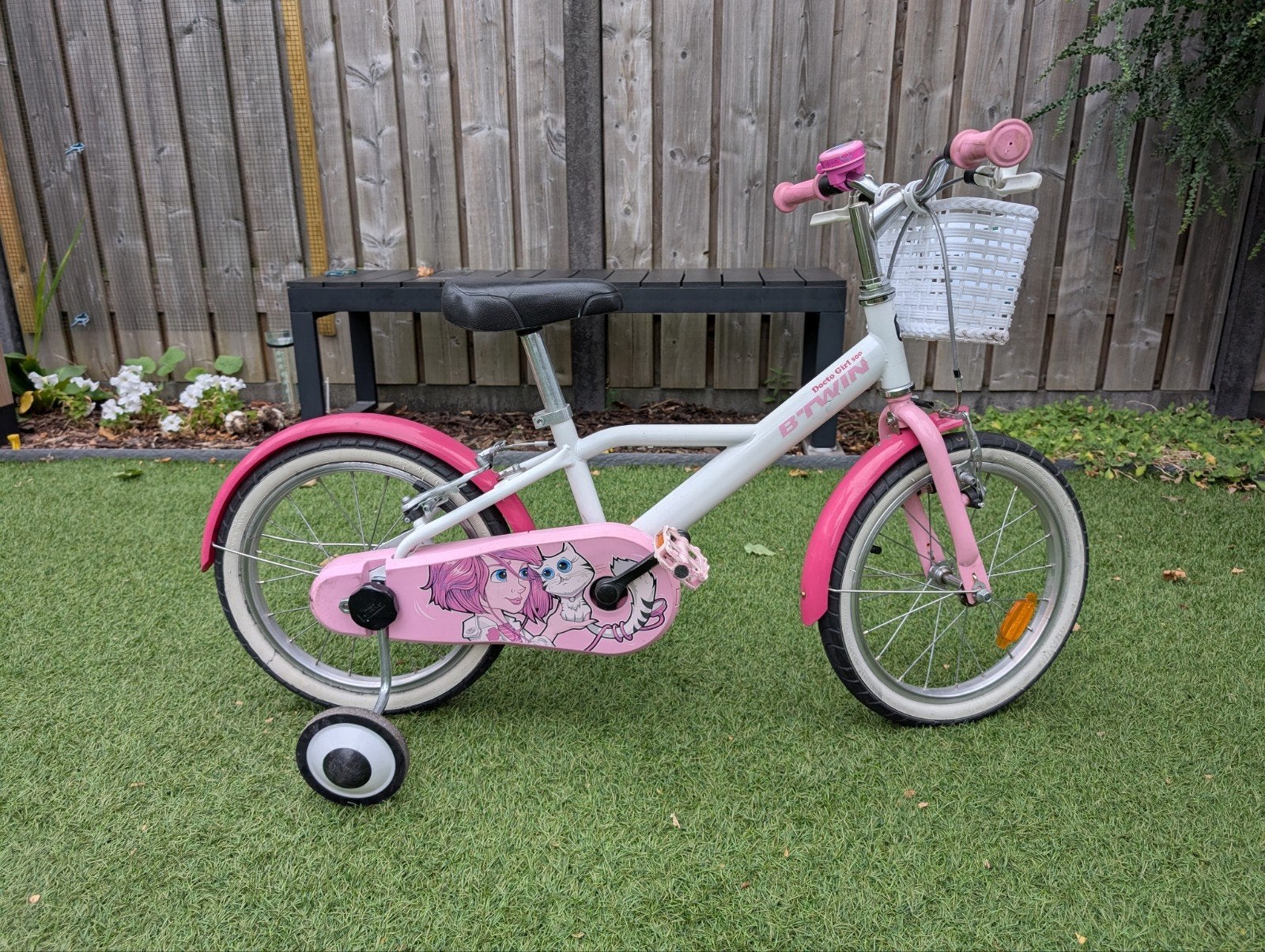 B'Twin fiets 16 inch met zijwieltjes, Ophalen, Zijwieltjes, Velgrem, B'Twin
