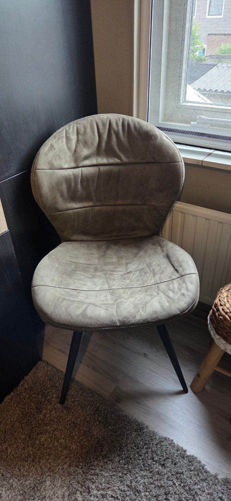 2 olijf groene eetkamerstoelen, Ophalen, Twee, Overige kleuren, Zo goed als nieuw