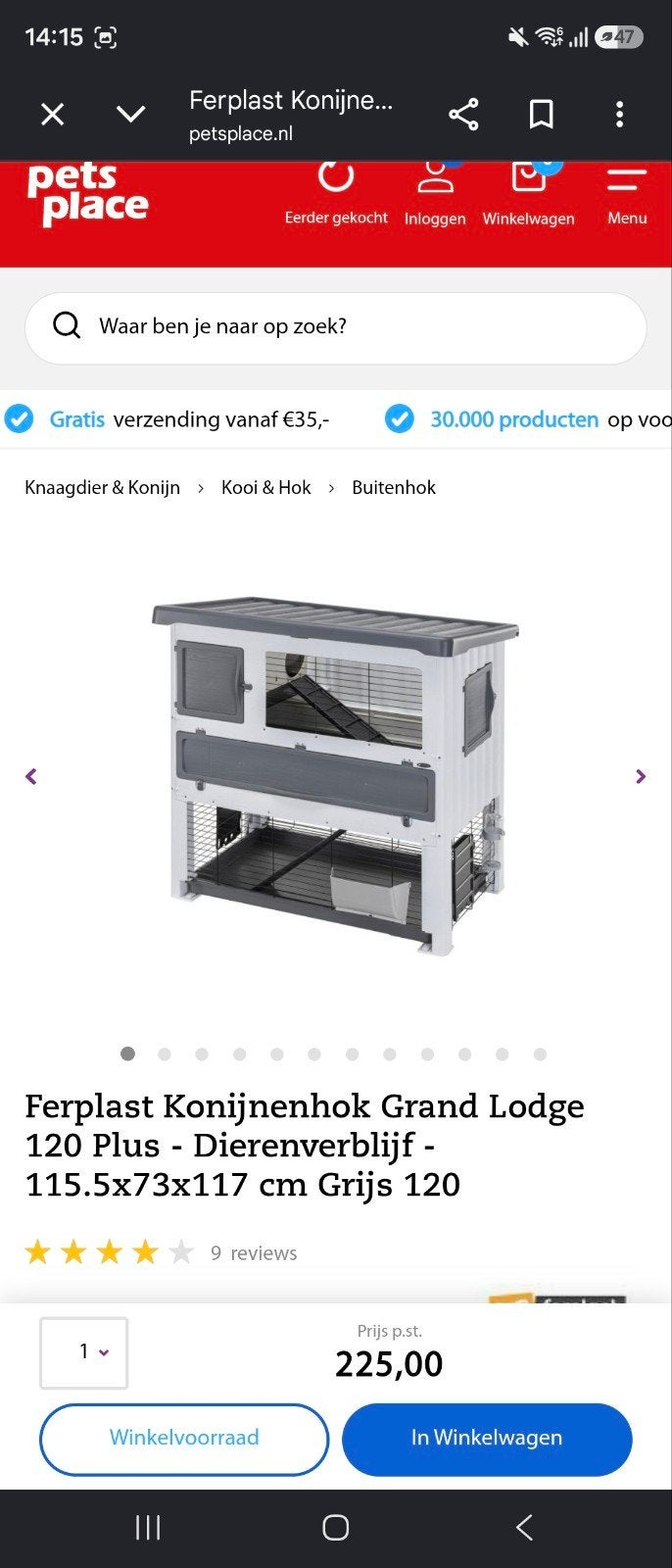 Ferplast konijnenhok in geweldige staat!, Dieren en Toebehoren, Knaagdieren en Konijnen | Hokken en Kooien, Ophalen, 110 cm of meer