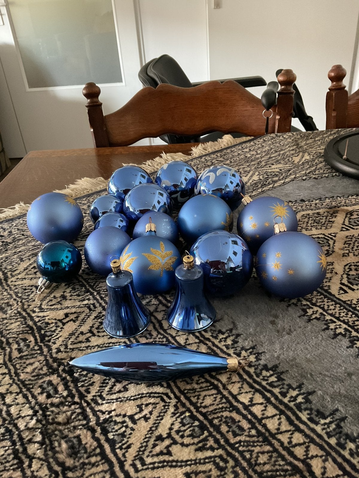 blauwe kerstballen, Ophalen of Verzenden, Zo goed als nieuw