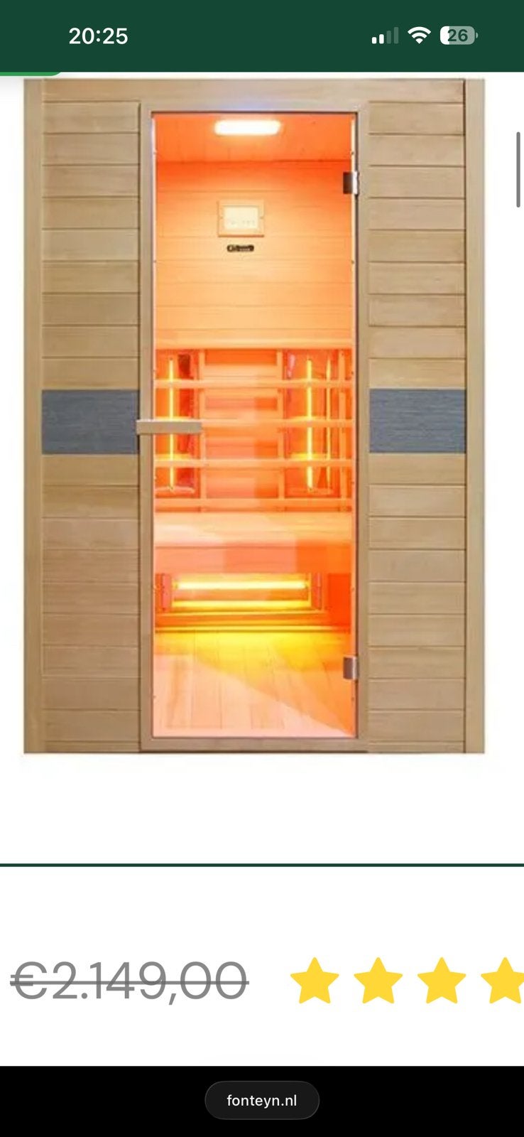 Infrarood Sauna Joanne 1, Ophalen of Verzenden, Zo goed als nieuw, Complete sauna