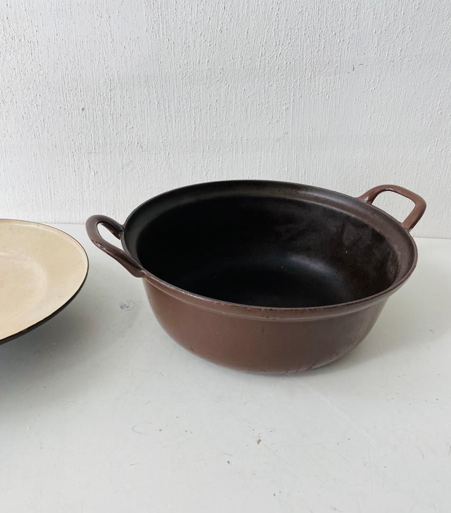 Le Creuset gietijzeren braadpan / pan met deksel , 24 cm, Gebruikt, Gietijzer, Frankrijk, Ophalen of Verzenden