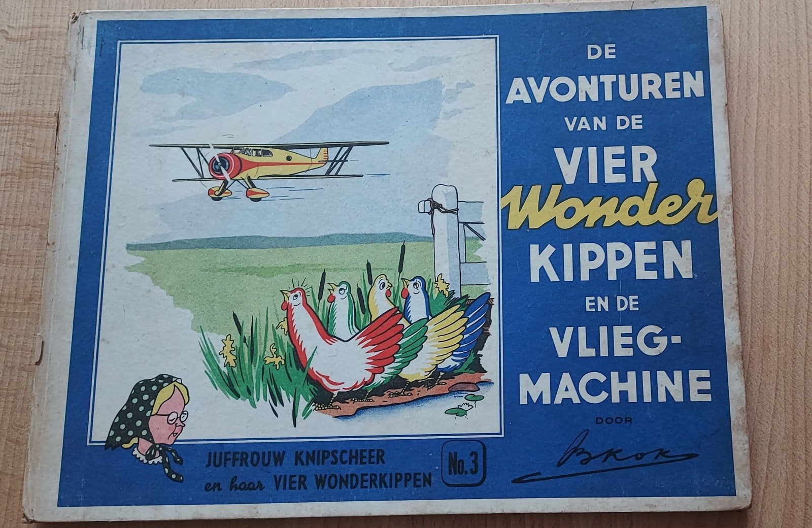 Kinderboek (1945): De Vier Wonderkippen en de Vliegmachine, Ophalen of Verzenden, Gelezen
