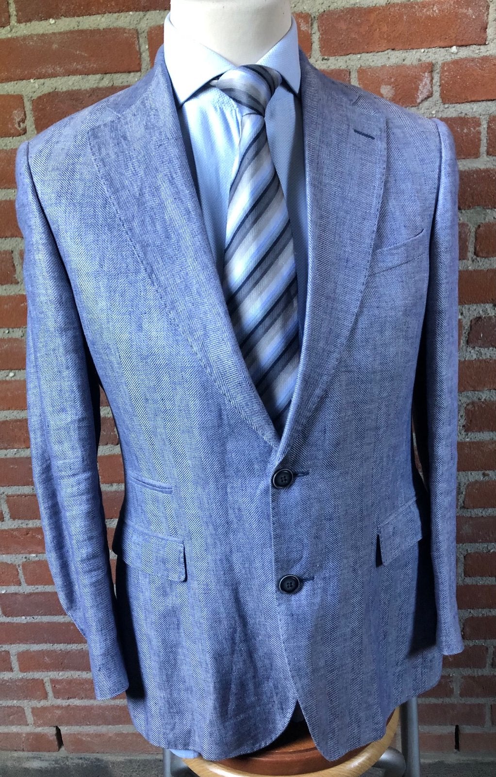 Cavallaro Napoli linnen Lila Visgraat Blazer/ jasje Mt 48, Ophalen of Verzenden, Zo goed als nieuw, Maat 48/50 (M), Blauw