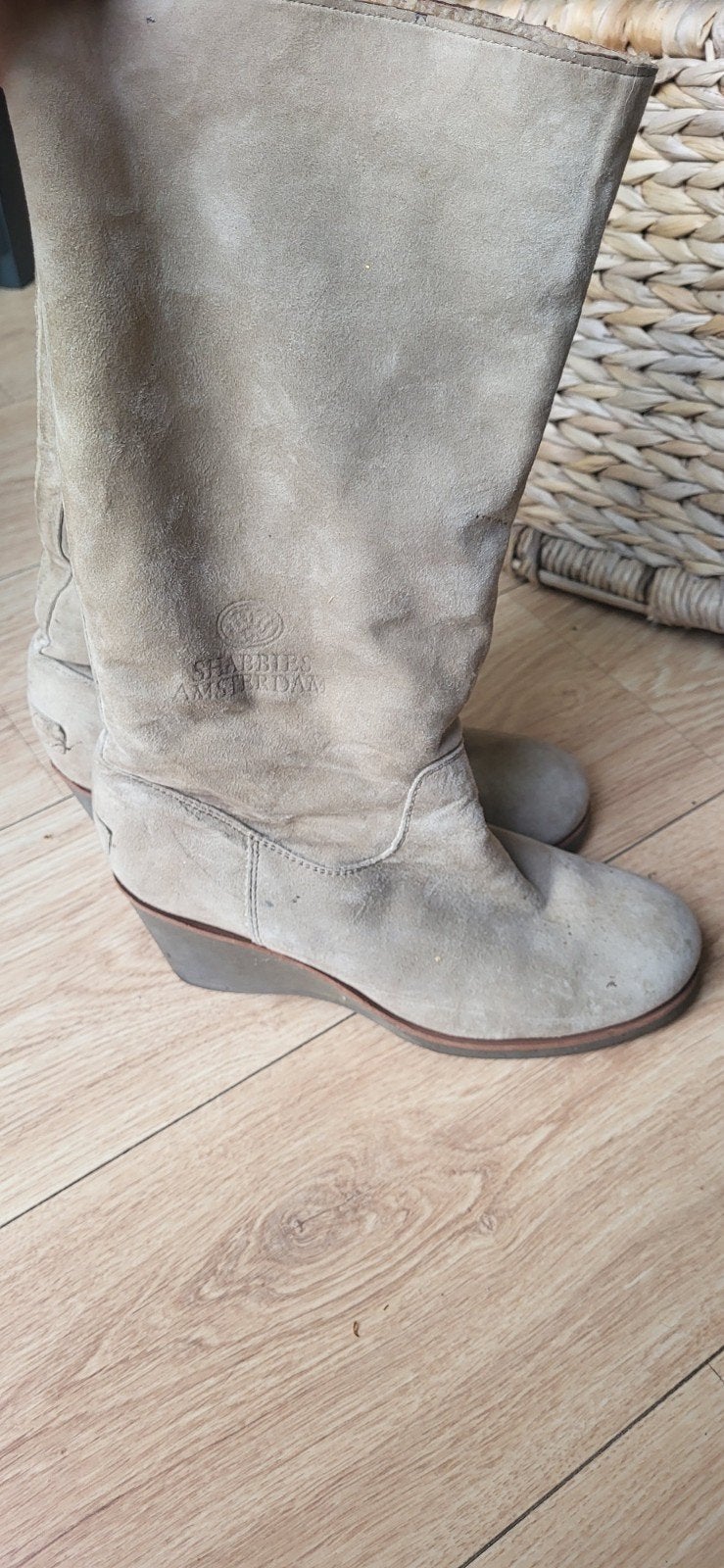 Suede laarzen met bontvoering - Shabbies maat 40Amsterdam, Shabbies Amsterdam, Beige, Lage of Enkellaarzen, Ophalen of Verzenden