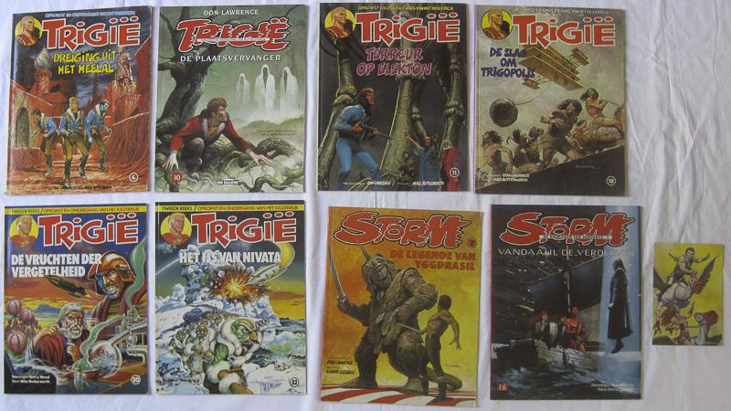 4 x Trigië + 2 x Storm + kaart - Don Lawrence - Gerry Wood, Boeken, Stripboeken, Meerdere stripboeken, Ophalen, Gelezen, Don Lawrence