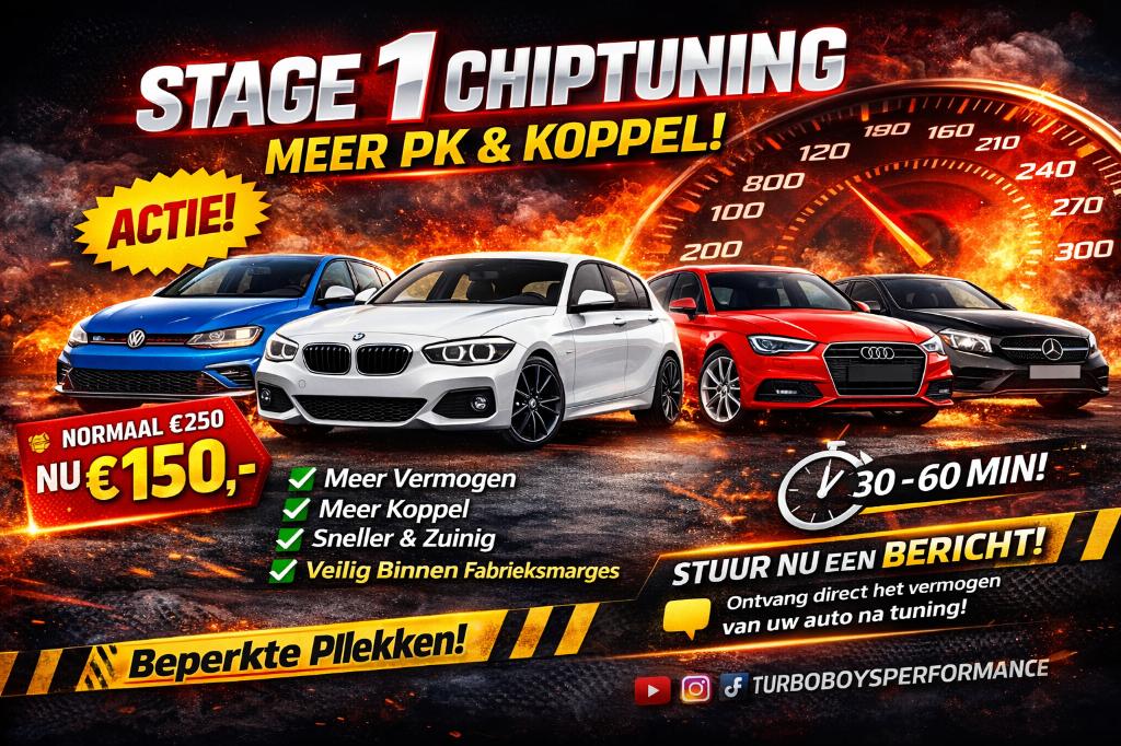 Stage 1 Chiptuning €150 Meer PK voor Golf Audi BMW Mercedes, Auto diversen, Tuning en Styling, Ophalen