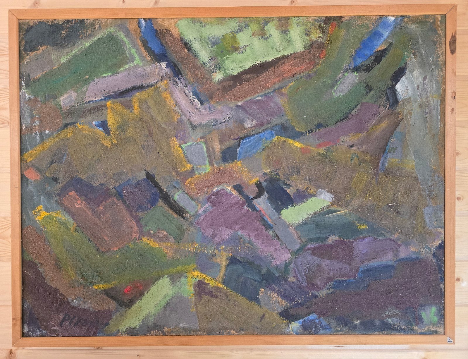 Zeer groot abstract schilderij P.C. Kuiper 100x75 cm –Fugato, Antiek en Kunst, Ophalen of Verzenden